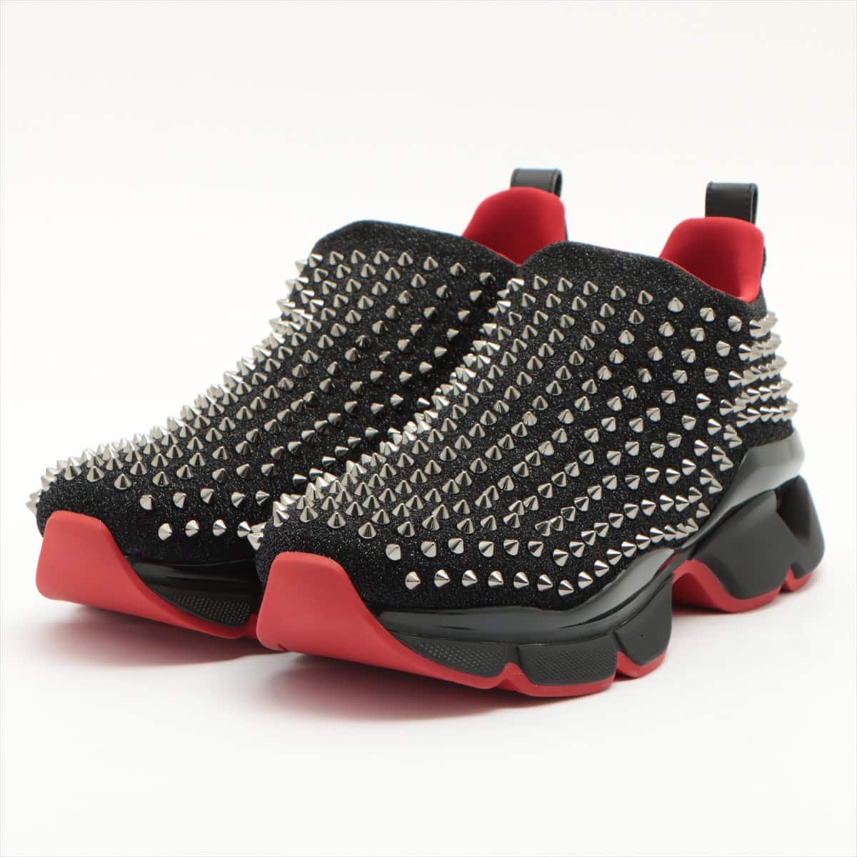 Christian Louboutin Leather x fabric Sneakers 44 Men's Black SPIKE-SOCK Spike Studs