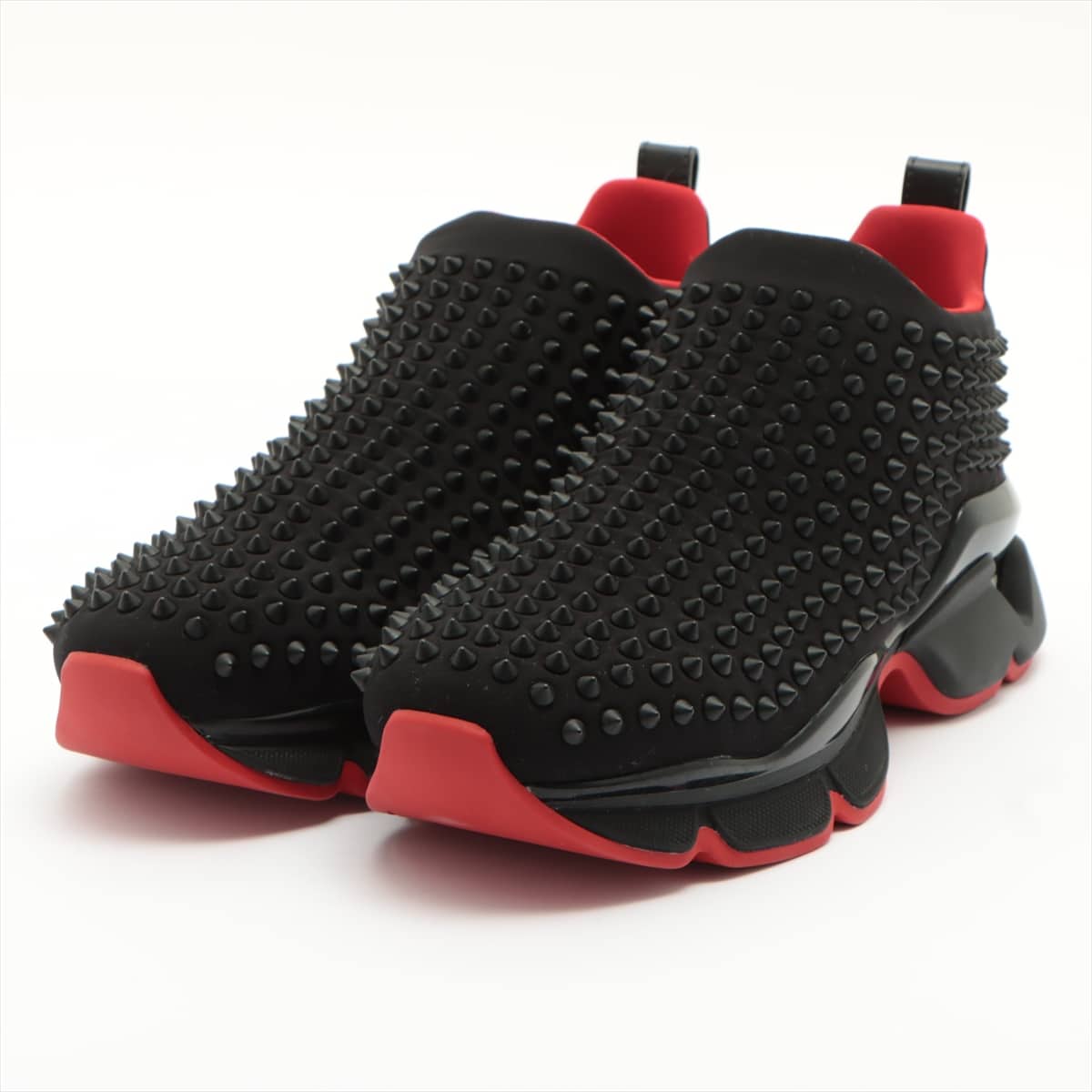 Christian Louboutin Leather x fabric Sneakers 43 1/2 Men's Black Spike Studs SPIKE-SOCK