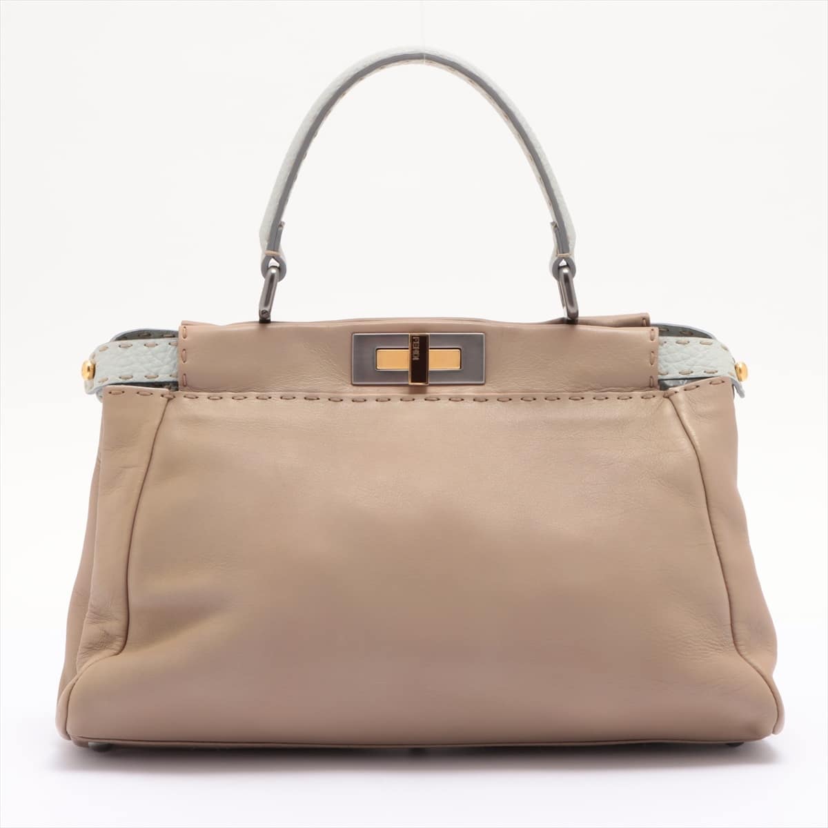 Fendi Peek-a-boo Selleria Leather 2way handbag Beige 8BN211