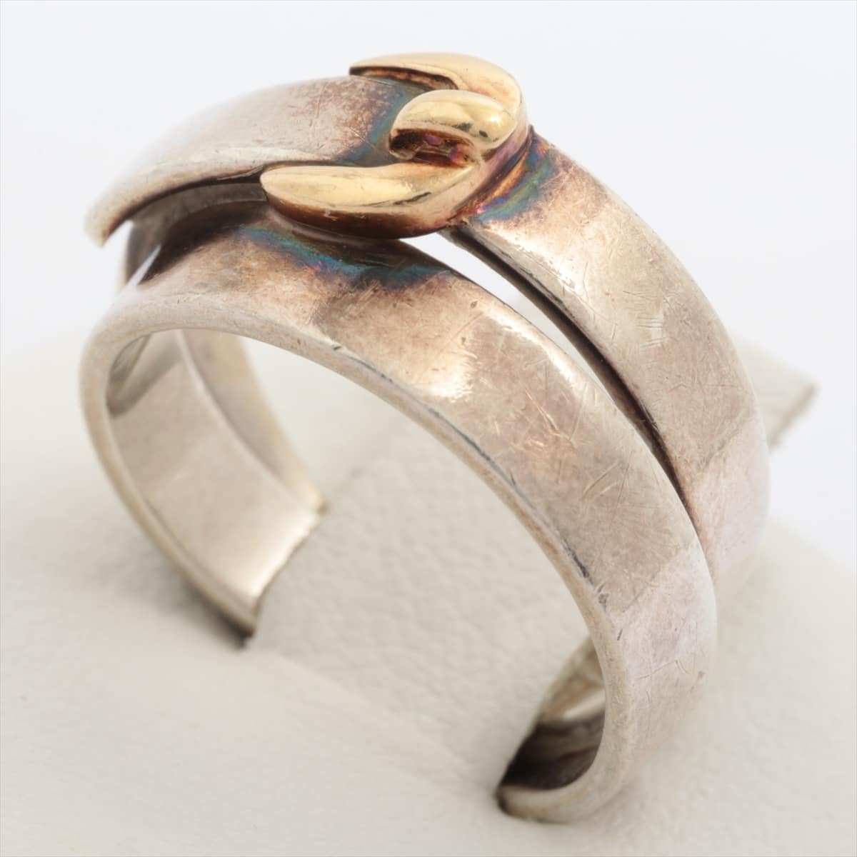 Hermès DOUBLE TRUE rings 50 925×750 5.9g Gold × Silver