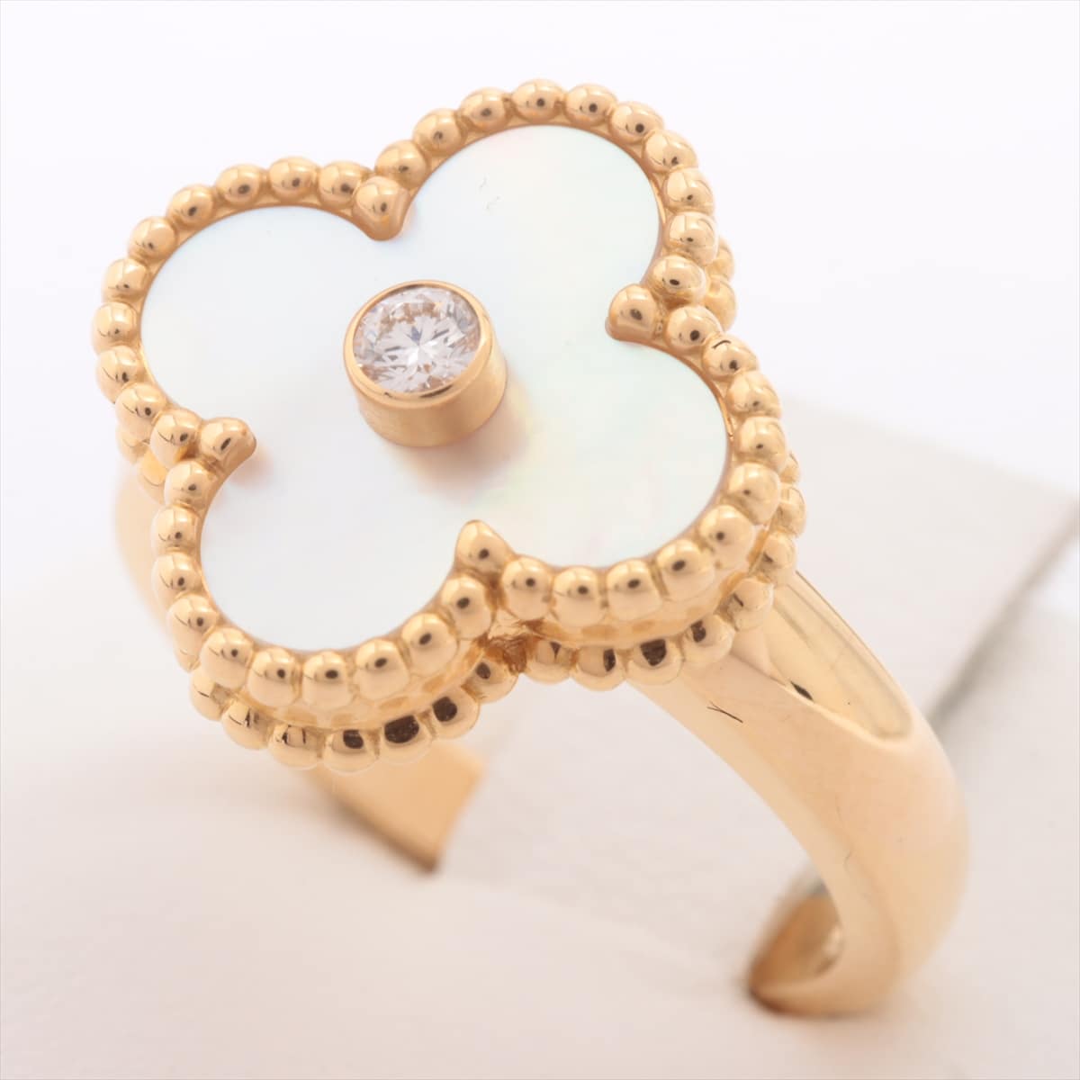 Van Cleef & Arpels Vintage Alhambra shells diamond rings 750(YG) 6.8g 49