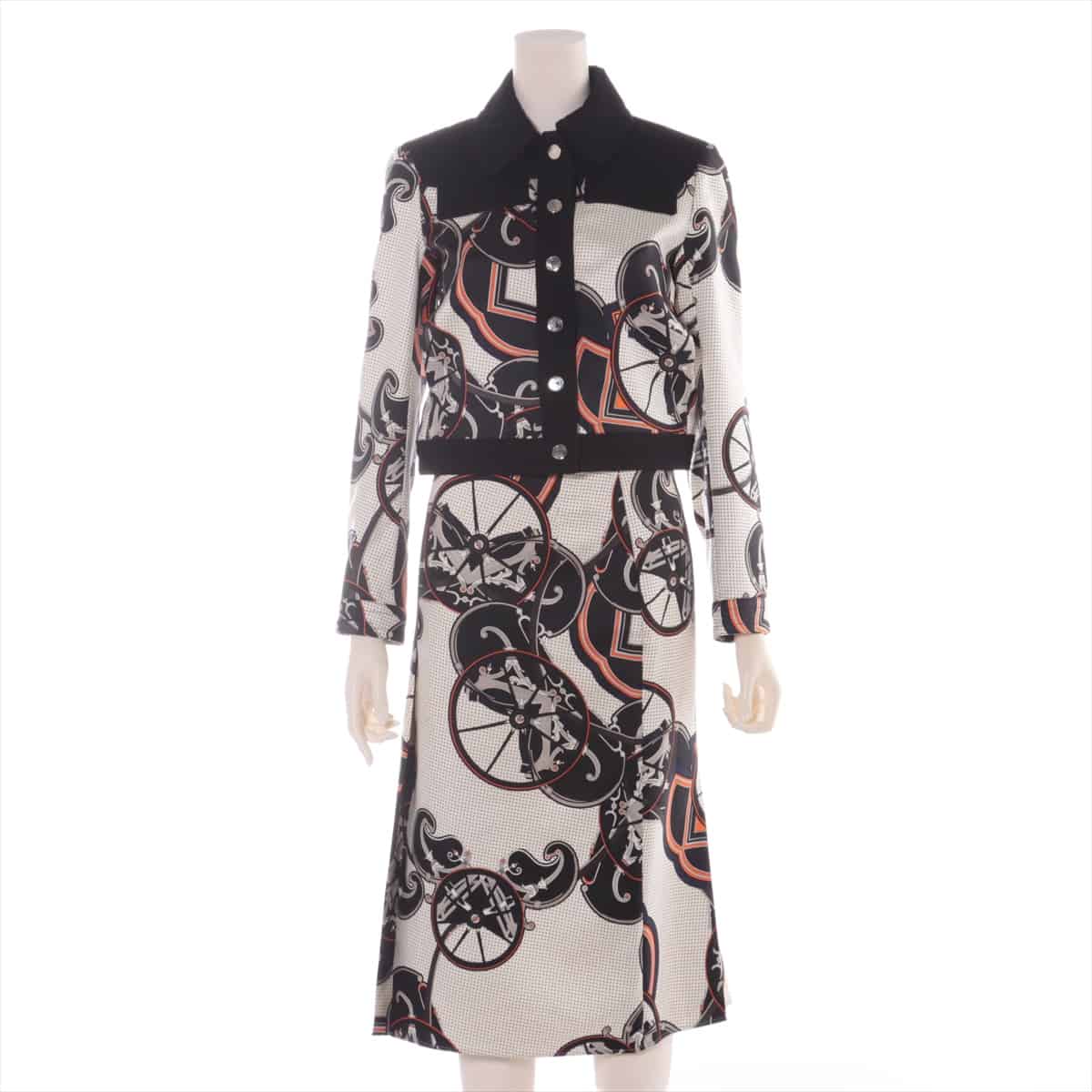 Hermès 19SS Cotton & silk Setup 34 Ladies' Black × White  Serie button