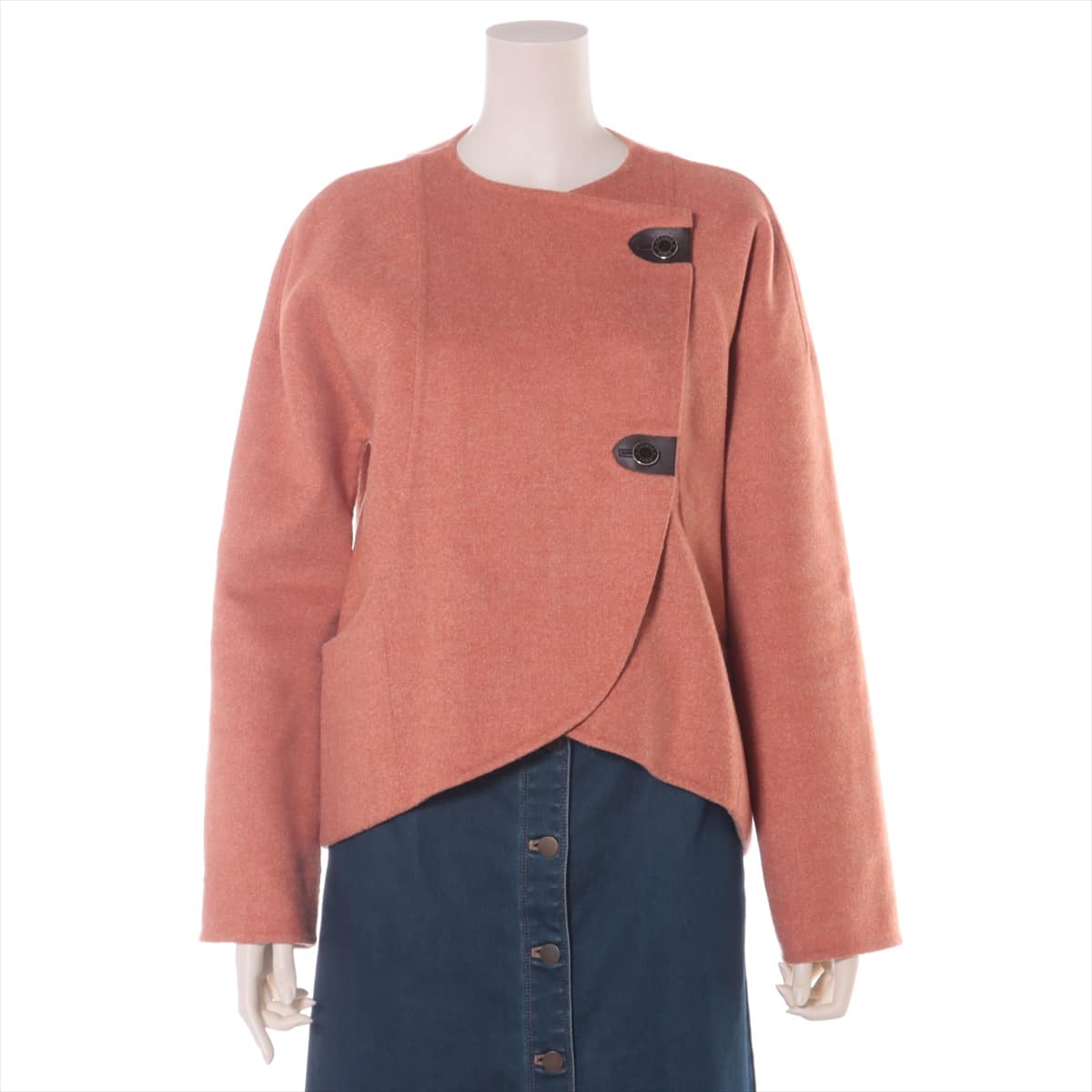 Hermès Wool x nylon x cashmere Collarless jacket 34 Ladies' Orange  Serie button
