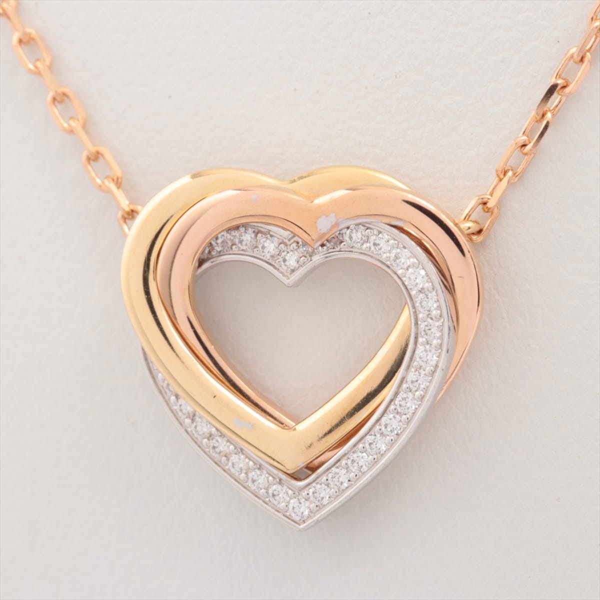 Cartier Trinity Heart diamond Necklace 750(YG×PG×WG) 4.4g