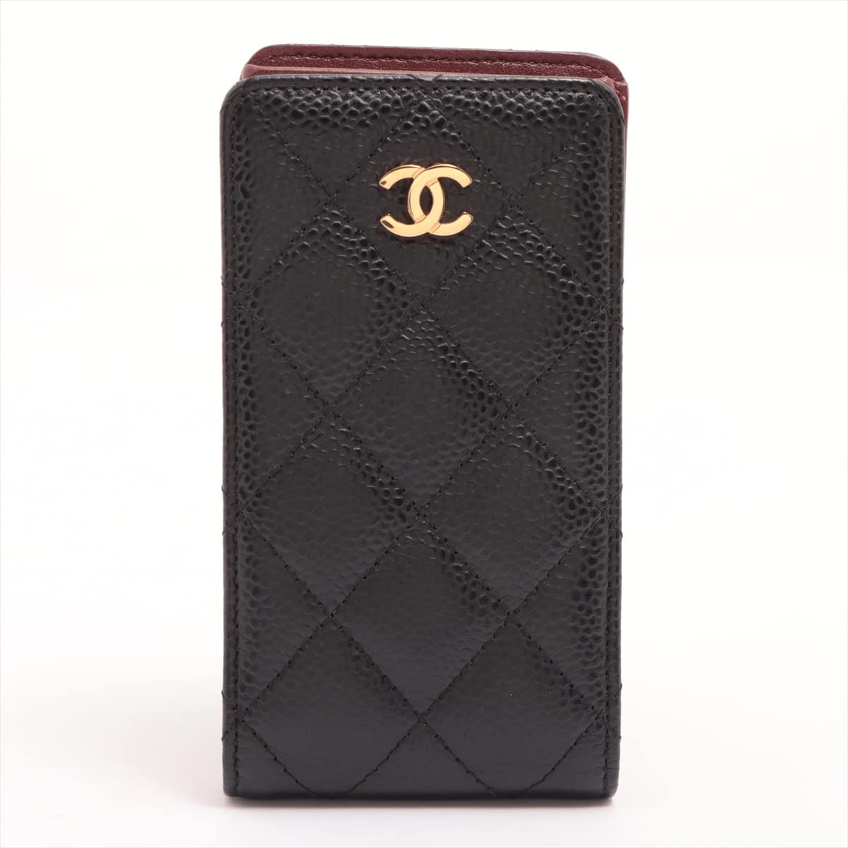 Chanel Matelasse Caviarskin iPhone Case Black Gold Metal fittings 16XXXXXX