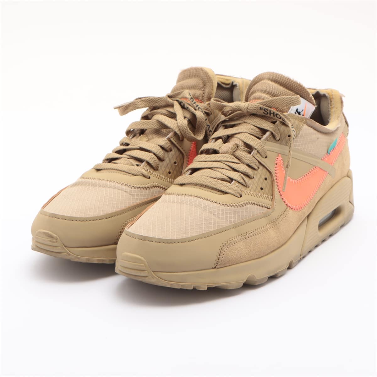 NIKE × OFF-WHITE Leather x fabric Sneakers 28.5cm Men's Beige THE 10:NIKE AIR MAX 90 AA7293-200