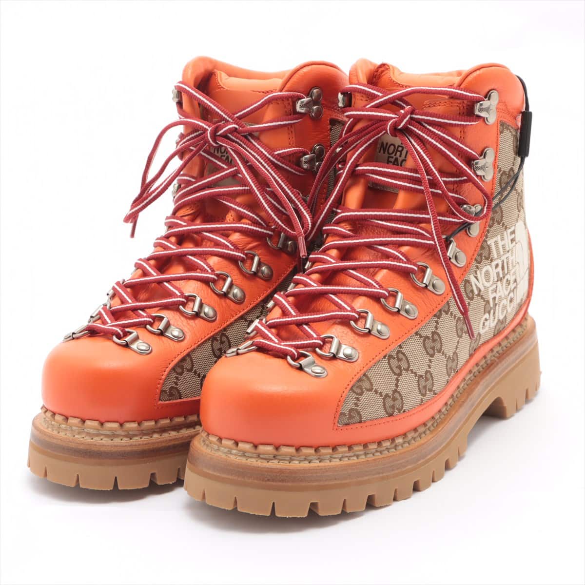 Gucci x North Face GG Supreme 22 years Canvas & leather Boots 6 Men's Brown x orange 679914