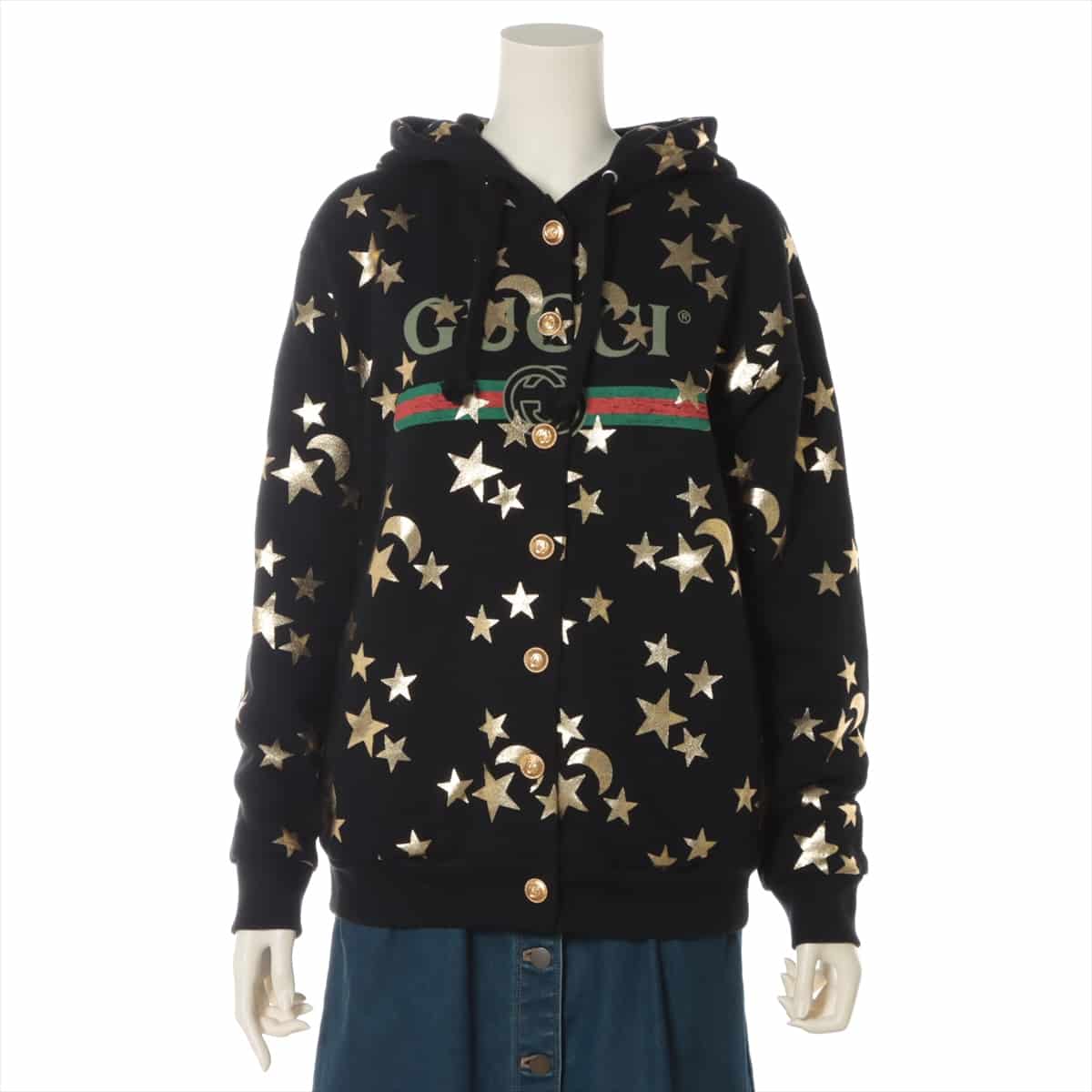 Gucci Sherry Line Cotton Parker XS Ladies' Black  581186 Star AND Moon Logo