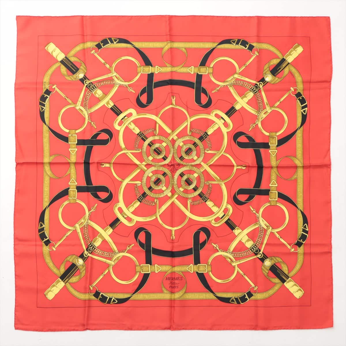Hermès Carré 90 Eperon d'or (golden spur) Scarf Silk Red