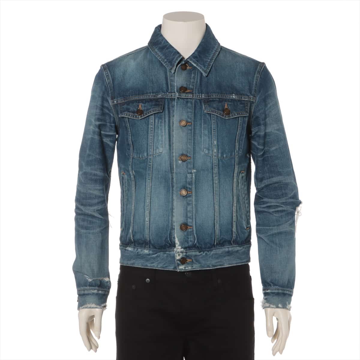 Saint Laurent Paris 19-year Cotton Denim jacket XS Men's Blue  602709 Destroy damage processing
