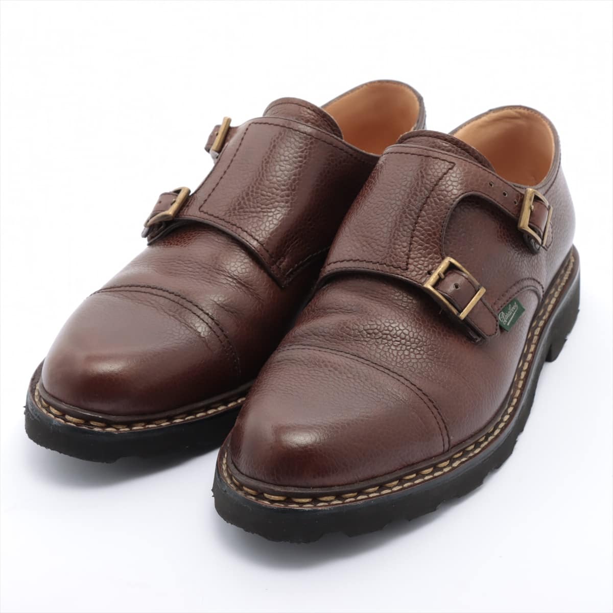 Paraboot William Leather Shoes 8 Men's Brown Double monk