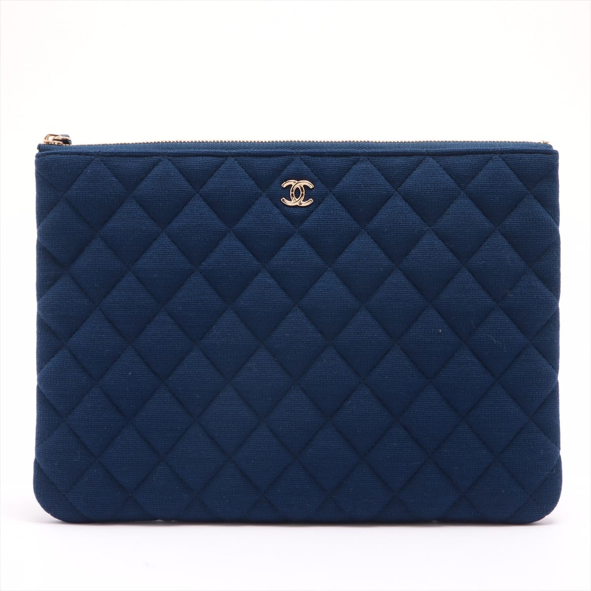 Chanel Matelasse Cotton Clutch bag Blue Gold Metal fittings 28th