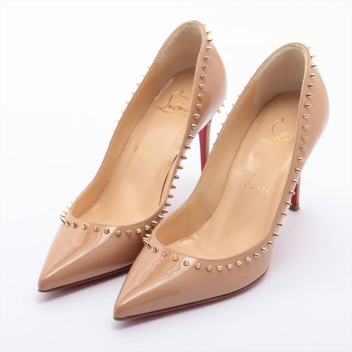 Christian Louboutin Patent leather Pumps 36 Ladies' Beige Spike Studs