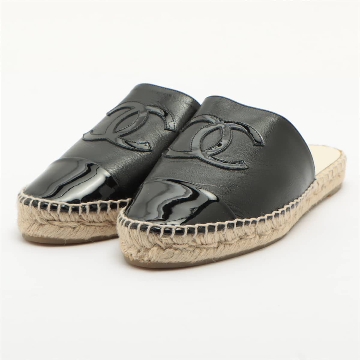 Chanel Coco Mark Leather & patent Mule 37 Ladies' Black ZG33553
