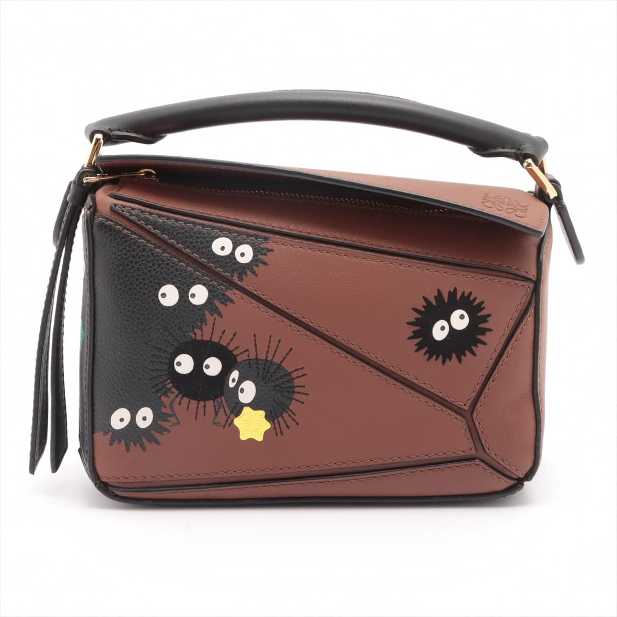 Loewe Mini Puzzle Bag Leather 2way shoulder bag Brown Spirited Away Collaboration Susuwatari