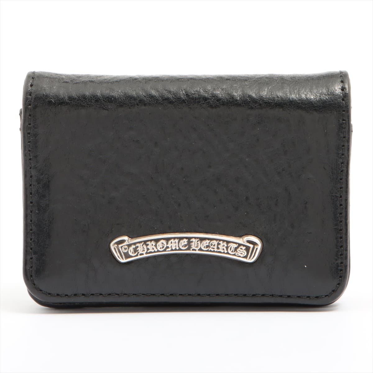 Chrome Hearts Card Case Leather & 925 With invoice  3 pockets Black