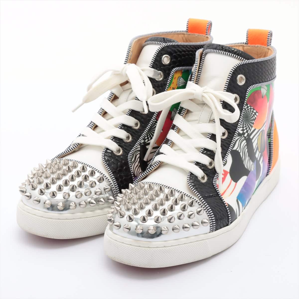 Christian Louboutin Spike Studs Leather & patent High-top Sneakers 37 Ladies' Multicolor Louis Junior Spikes Orlato Print