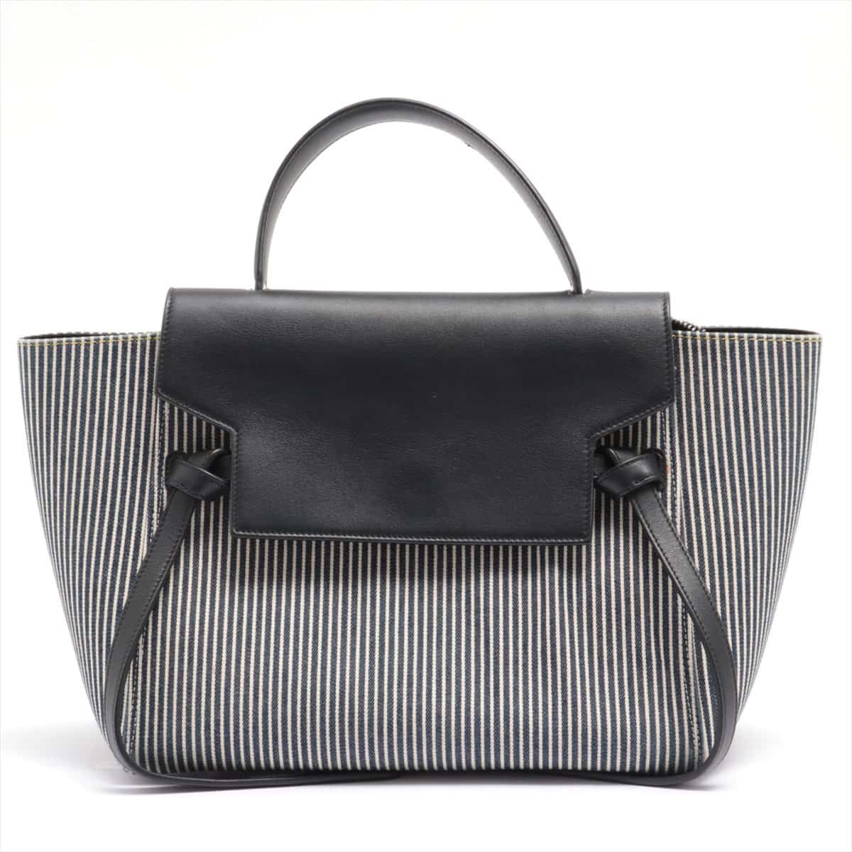 CELINE Belt Bag Mini Canvas & leather 2way handbag White x navy