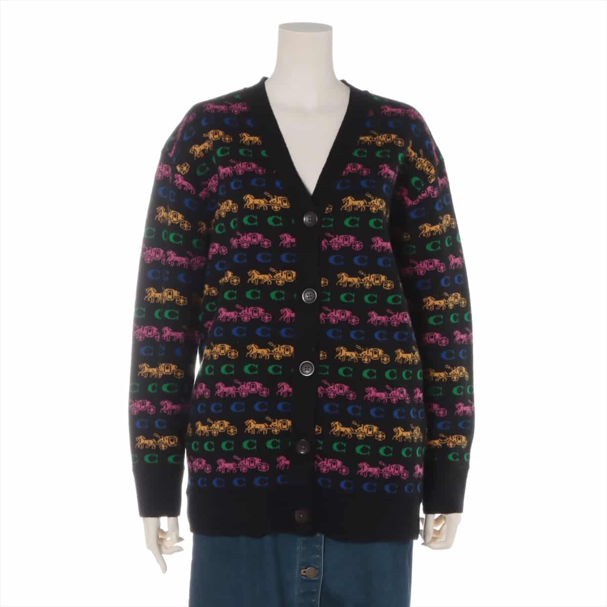 COACH Wool Cardigan S Ladies' Multicolor  Horse AND carriages