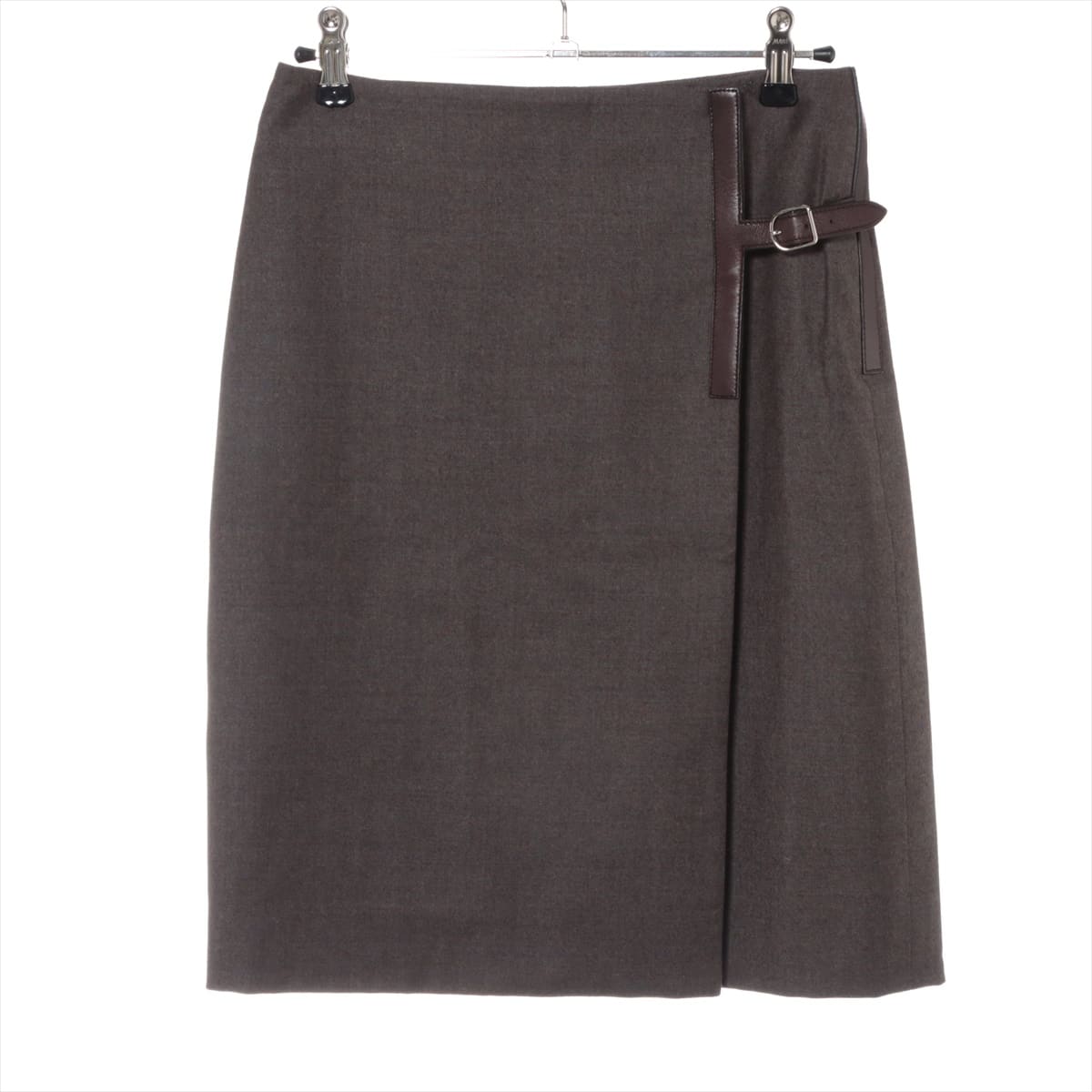 Hermès Wool & leather Skirt 34 Ladies' Grey