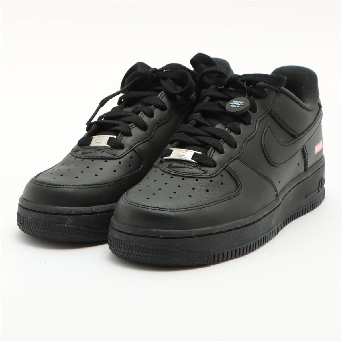 NIKE × Supreme Leather Sneakers 24 Ladies' Black air force 1 LOW CU9225-001