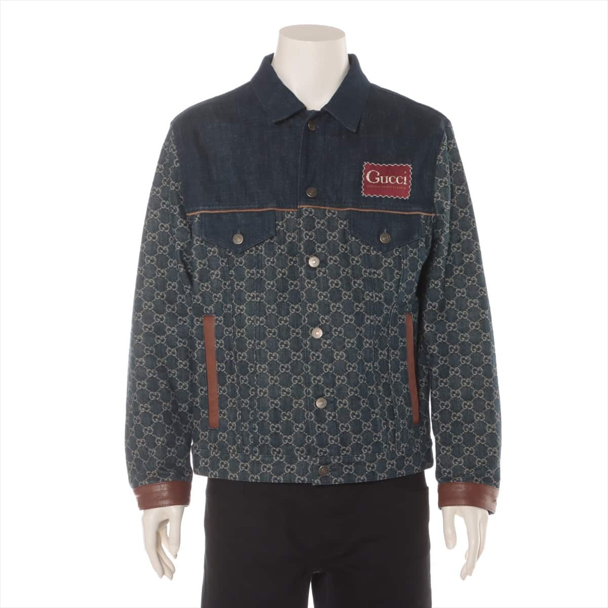 Gucci 21SS Cotton Denim jacket 44 Men's Navy blue  649110 GG Eco washed organic denim Jacket