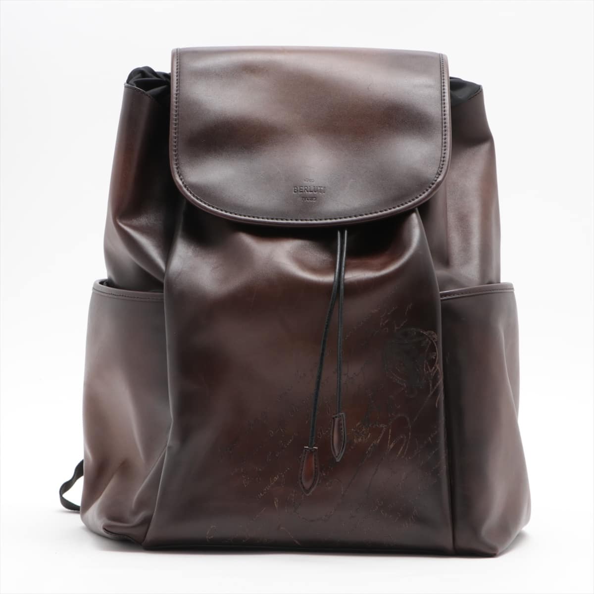 Berluti Calligraphy Leather Backpack Brown