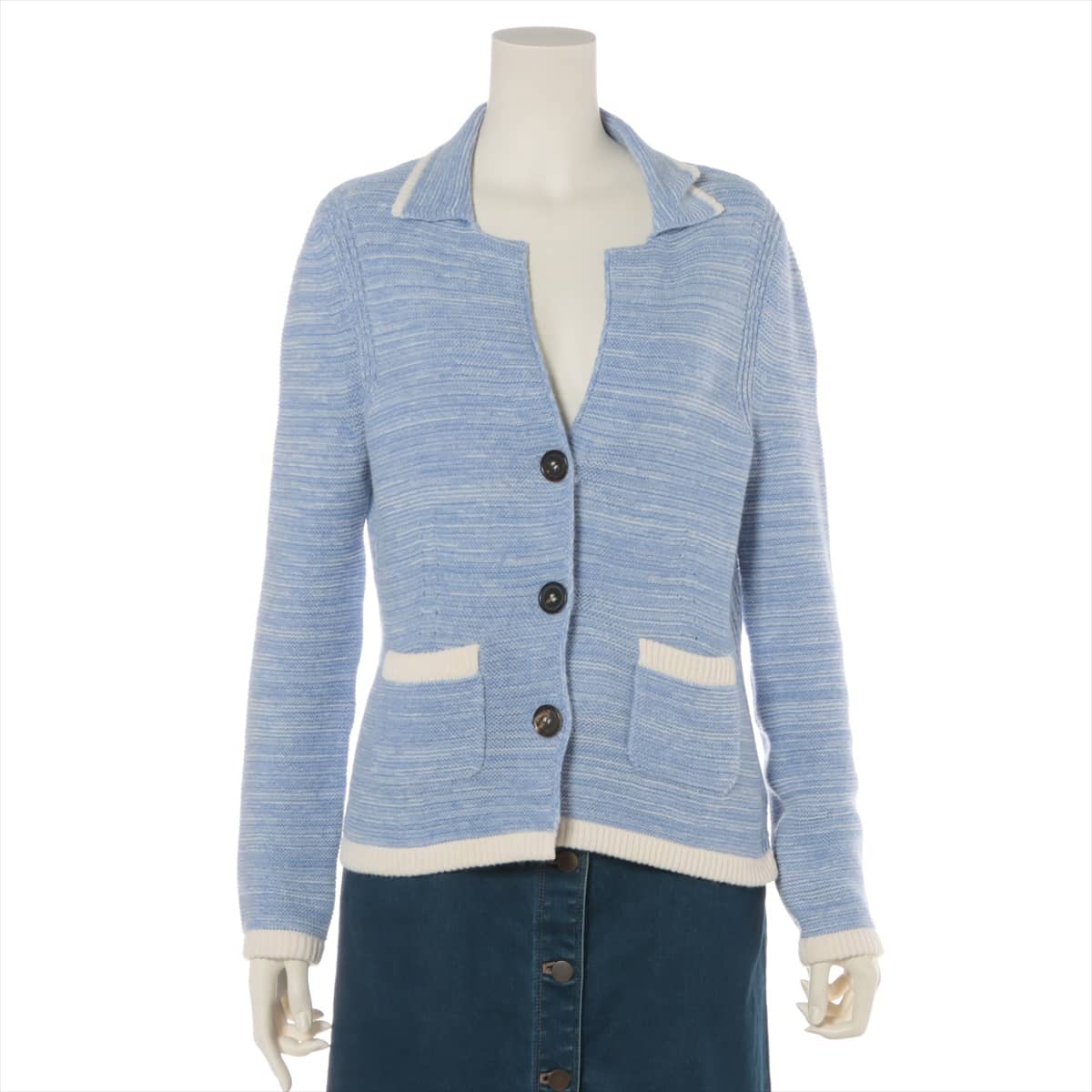 CELINE Cotton & Wool Cardigan M Ladies' Blue