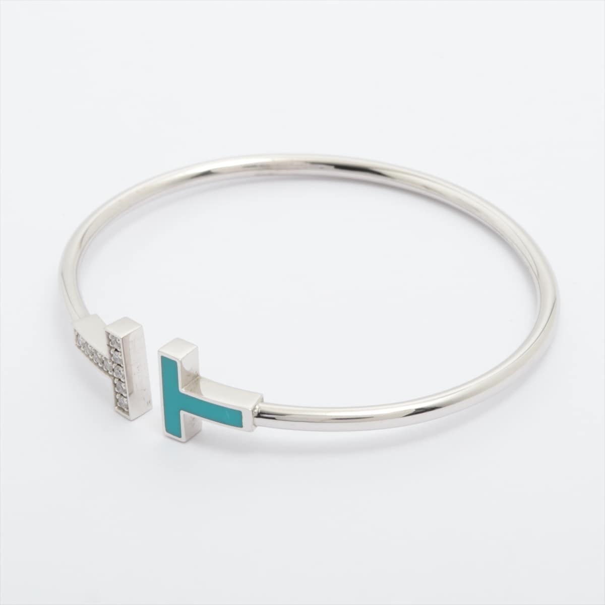 Tiffany T Wire diamond Turquoise Bracelet 750(WG) 7.6g