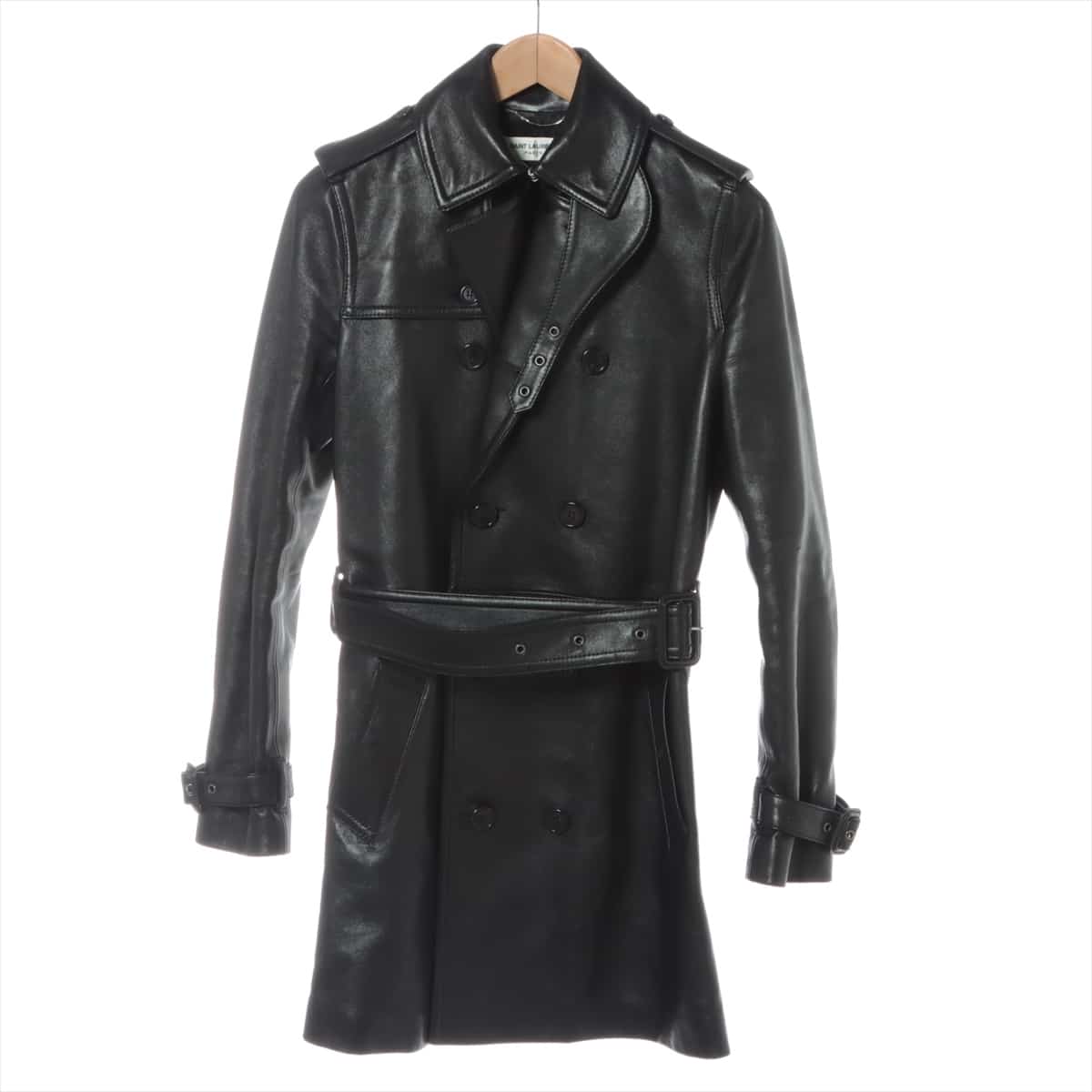 Saint Laurent Paris 19-year Leather coats 42 Men's Black  Lam