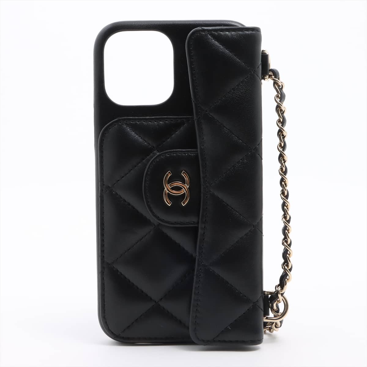 Chanel Matelasse Lambskin iPhone case Black Gold Metal fittings 30 iPhone12 PRO