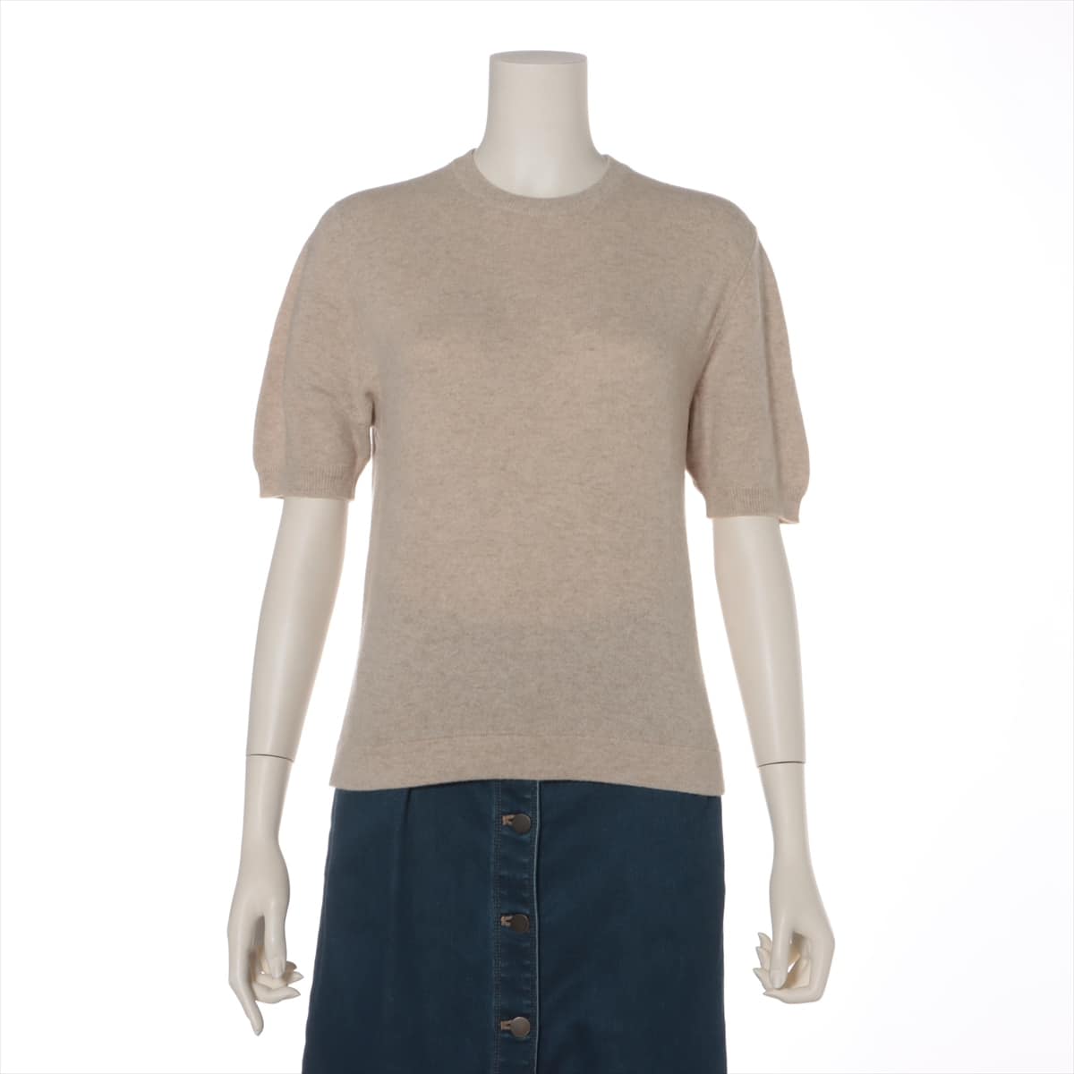 Hermès Cashmere Short Sleeve Knitwear M Ladies' Beige  Margiela