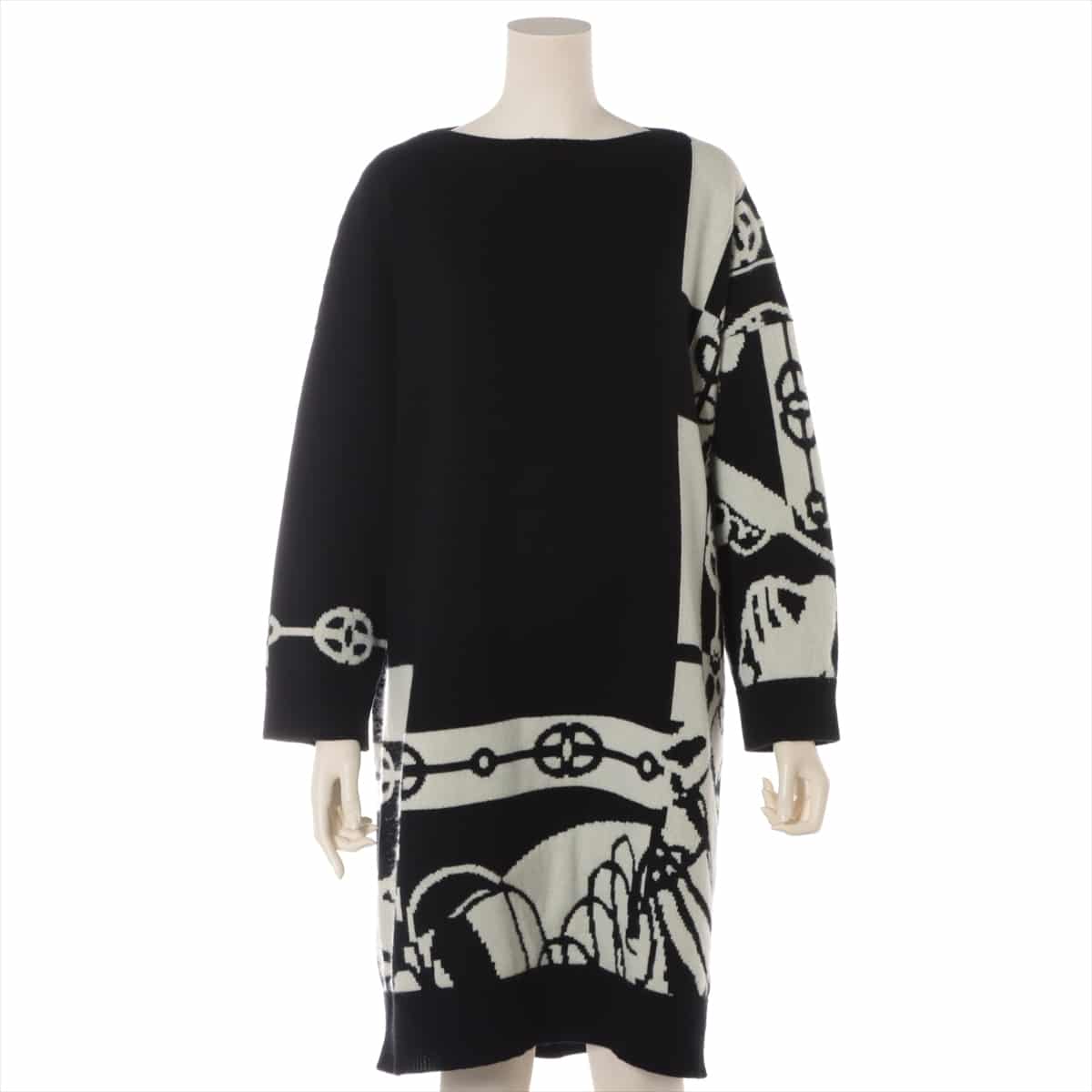 Hermès 22SS Cashmere Knit dress 36 Ladies' Black × White  Clickettis