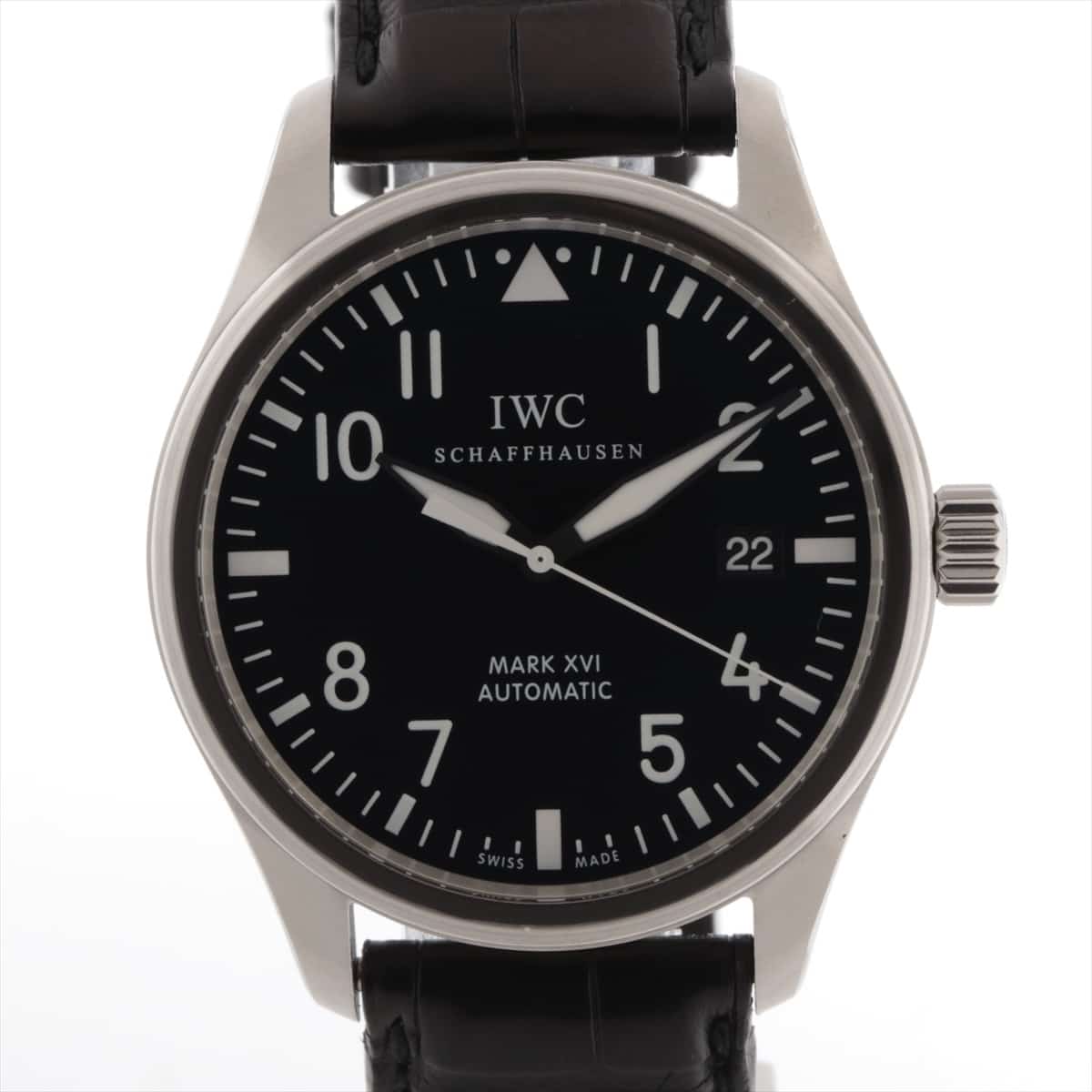 IWC Mark 16 IW325501 SS & Leather AT Black-Face