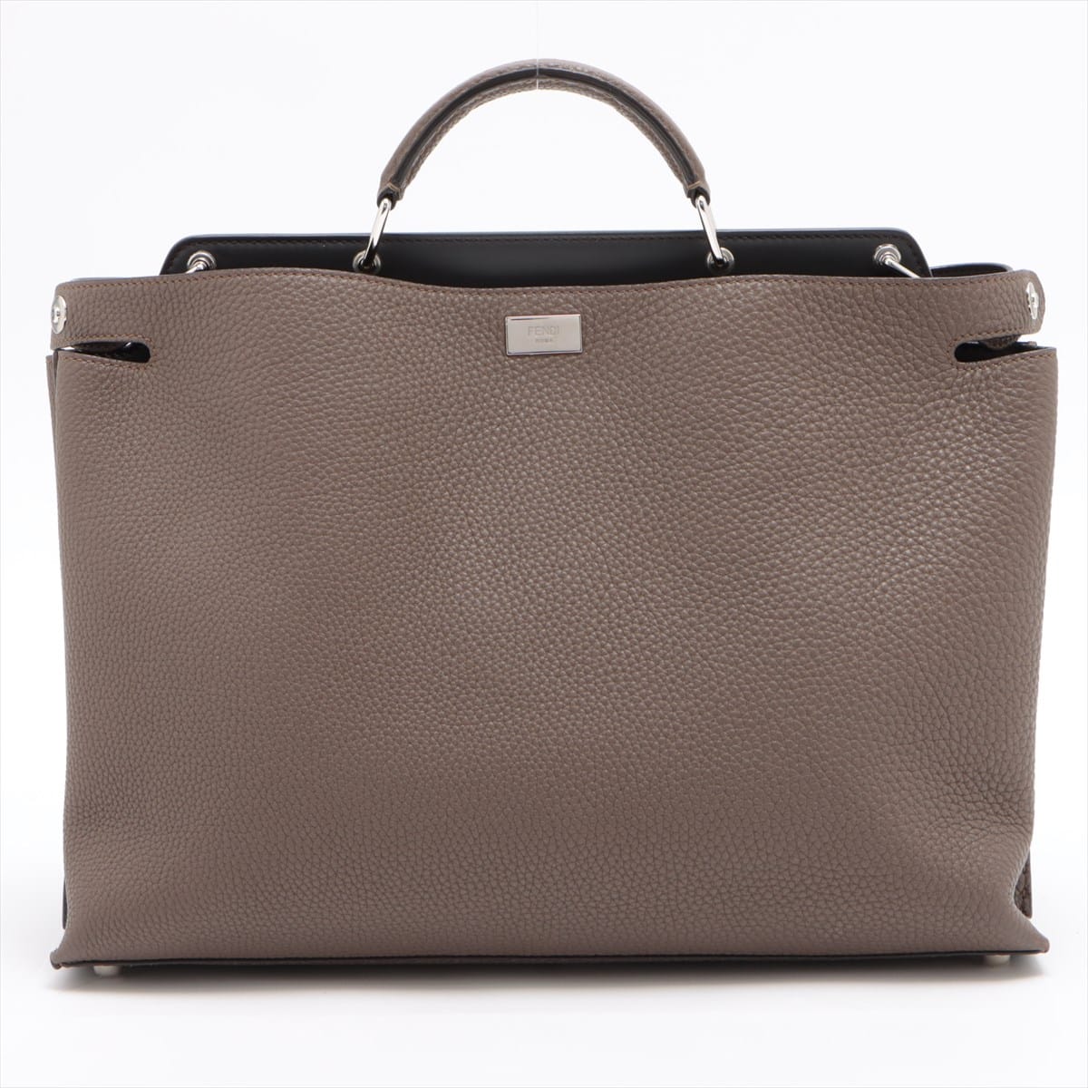 Fendi Peek-a-boo Iconic essential Leather Hand bag Brown 7VA476 Missing shoulder strap