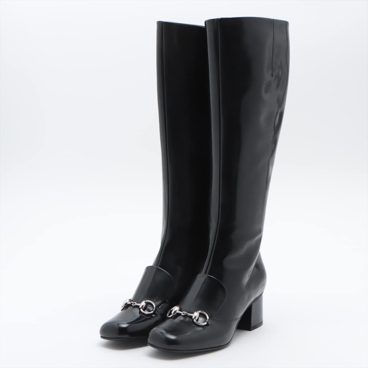 Gucci Horsebit Patent leather Long boots 37 Ladies' Black 366033