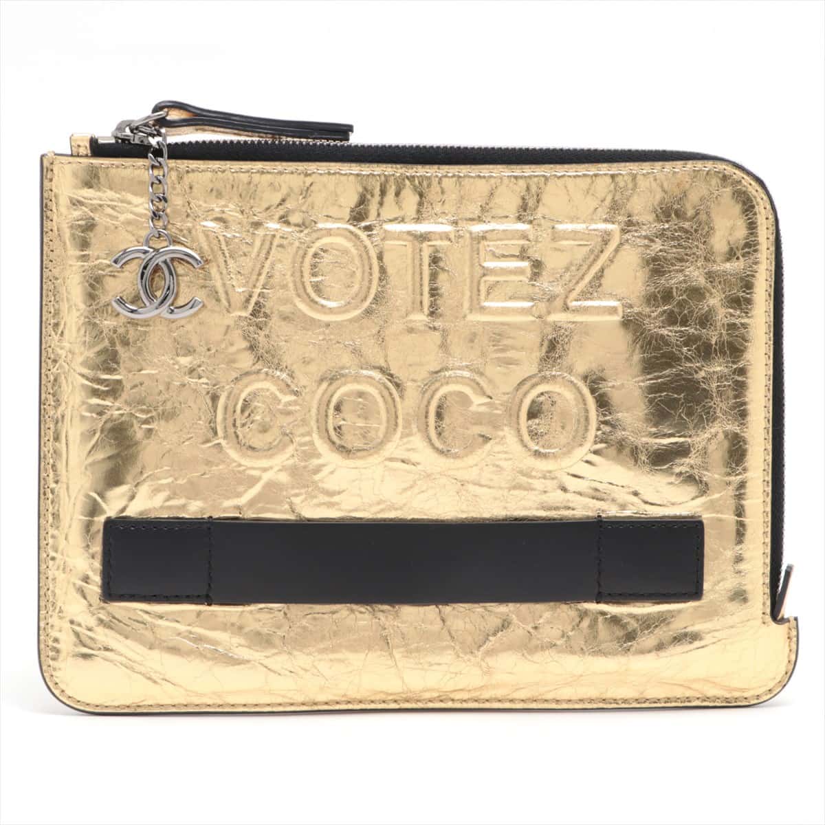 Chanel VOTEZ COCO Leather Clutch bag Gold Silver Metal fittings 20XXXXXX