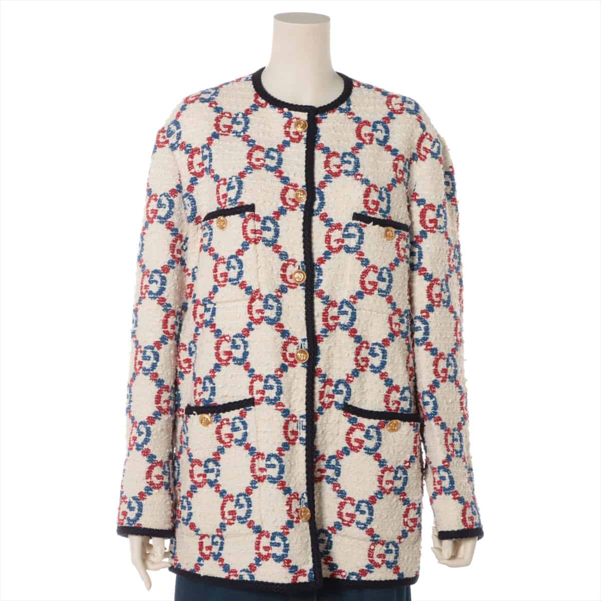 Gucci 19-year Tweed Collarless jacket 40 Ladies' Multicolor  569926 intarsia GG pattern
