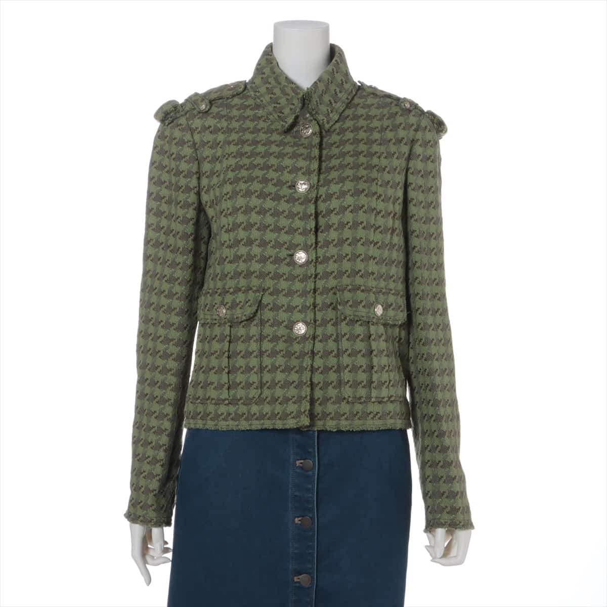 Chanel 08C Tweed Jacket 42 Ladies' Green
