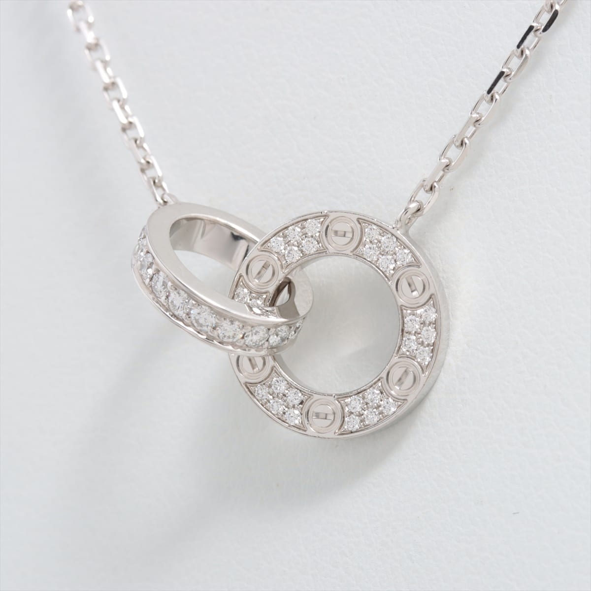 Cartier Love Oval shape diamond Necklace 750(WG) 6.3g