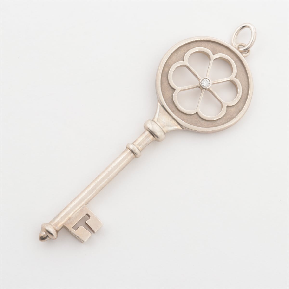 Tiffany Key Pendant Necklace top 925 7.3g Silver 1P diamond