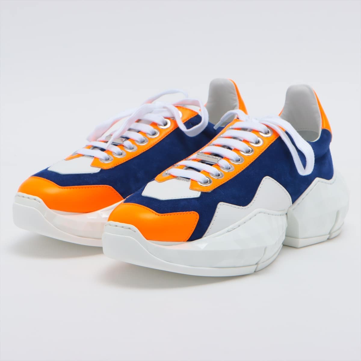 Jimmy Choo Diamond Suede & Leather Sneakers 36 Ladies' Blue x orange XDC 201