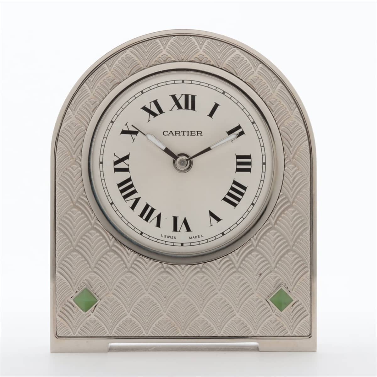 Cartier Table Clock SS QZ Silver-Face W0100116