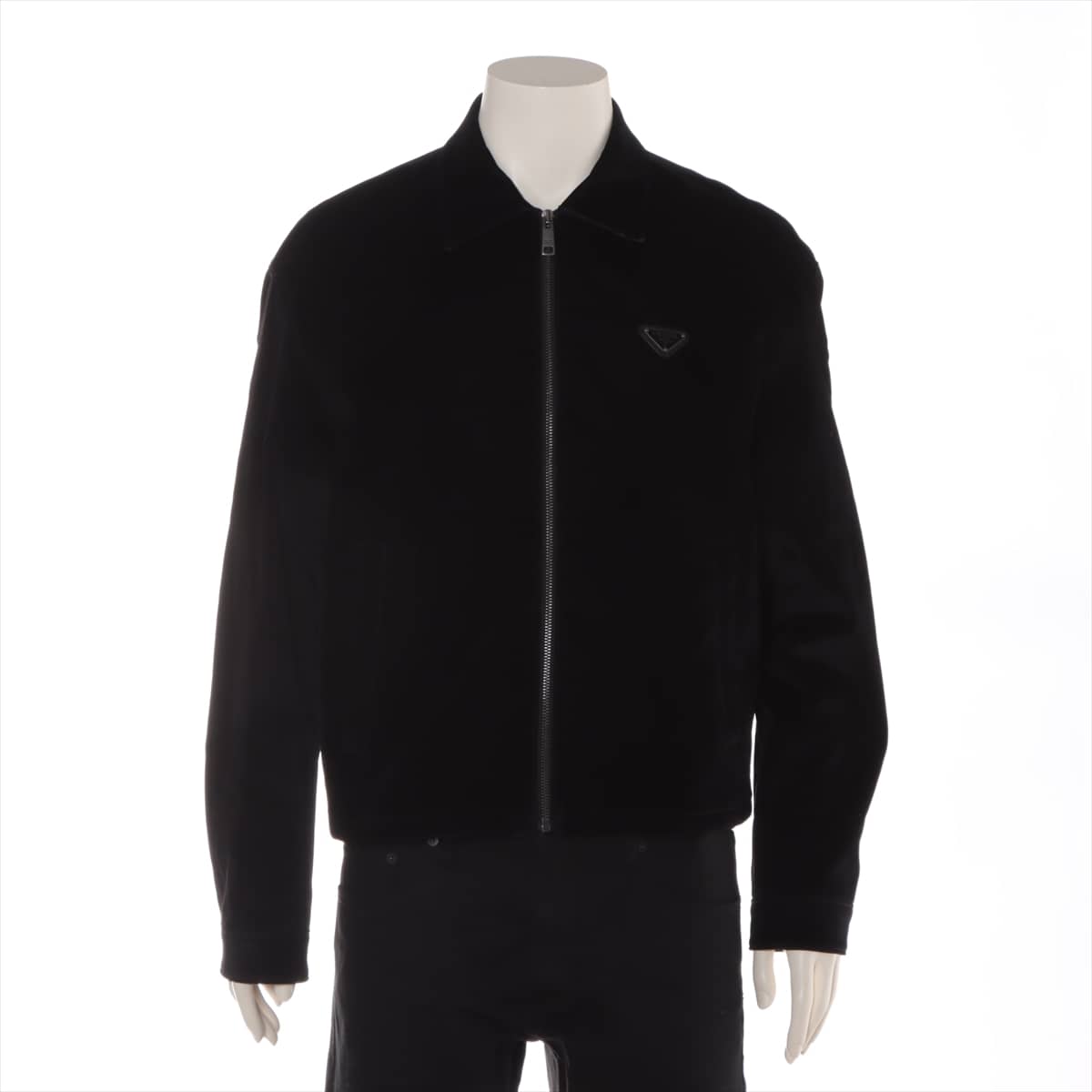 Prada 22SS Cotton & Polyurethane Jacket S Men's Black  Velvet SGB999 logo plate