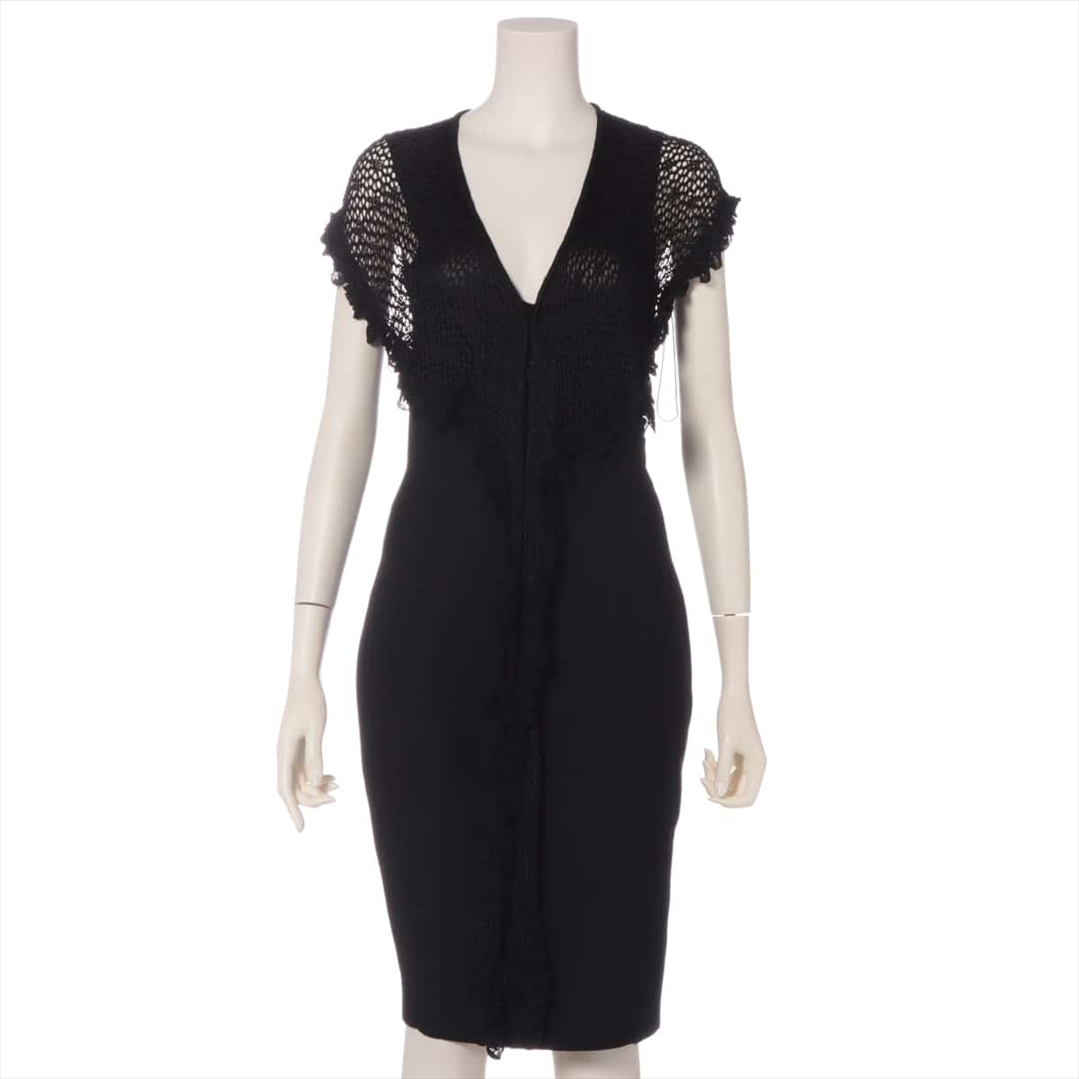 Chanel 06A Rayon * Naylon Dress 40 Ladies' Black  P29093