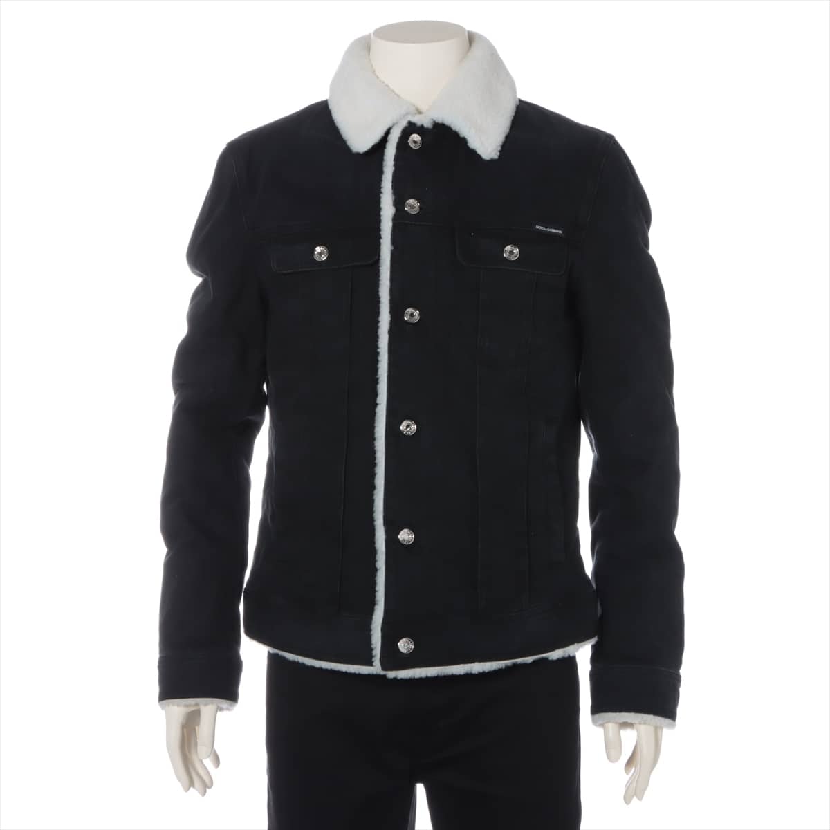 Dolce & Gabbana Cotton Denim jacket 48 Men's Black  Mouton lining G9MM7Z