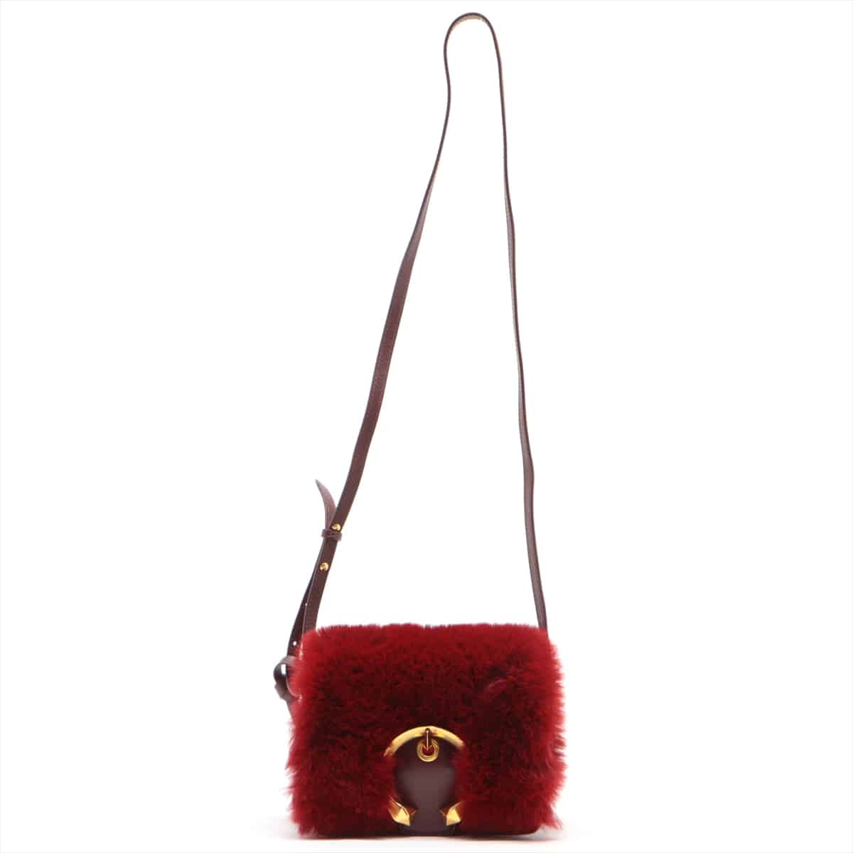 Jimmy Choo Madelyn Fur × Leather Shoulder bag Bordeaux