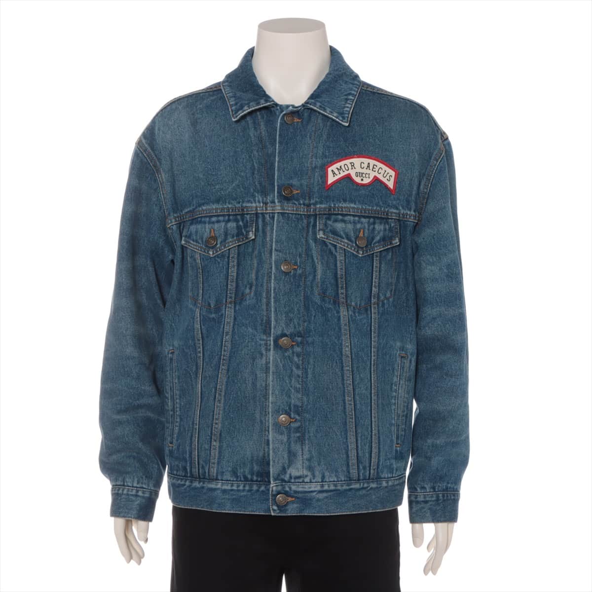 Gucci 19SS Cotton Denim jacket 44 Men's Blue indigo  475024 Oversize Denim Jacket with Patches