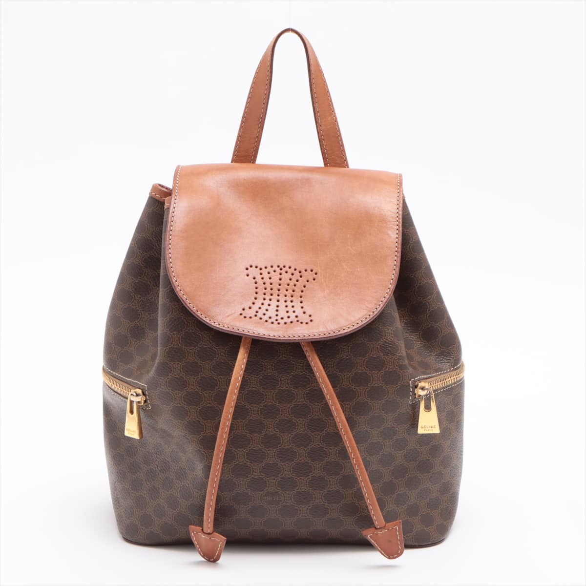 CELINE Triomphe Macadam PVC & leather Backpack Brown