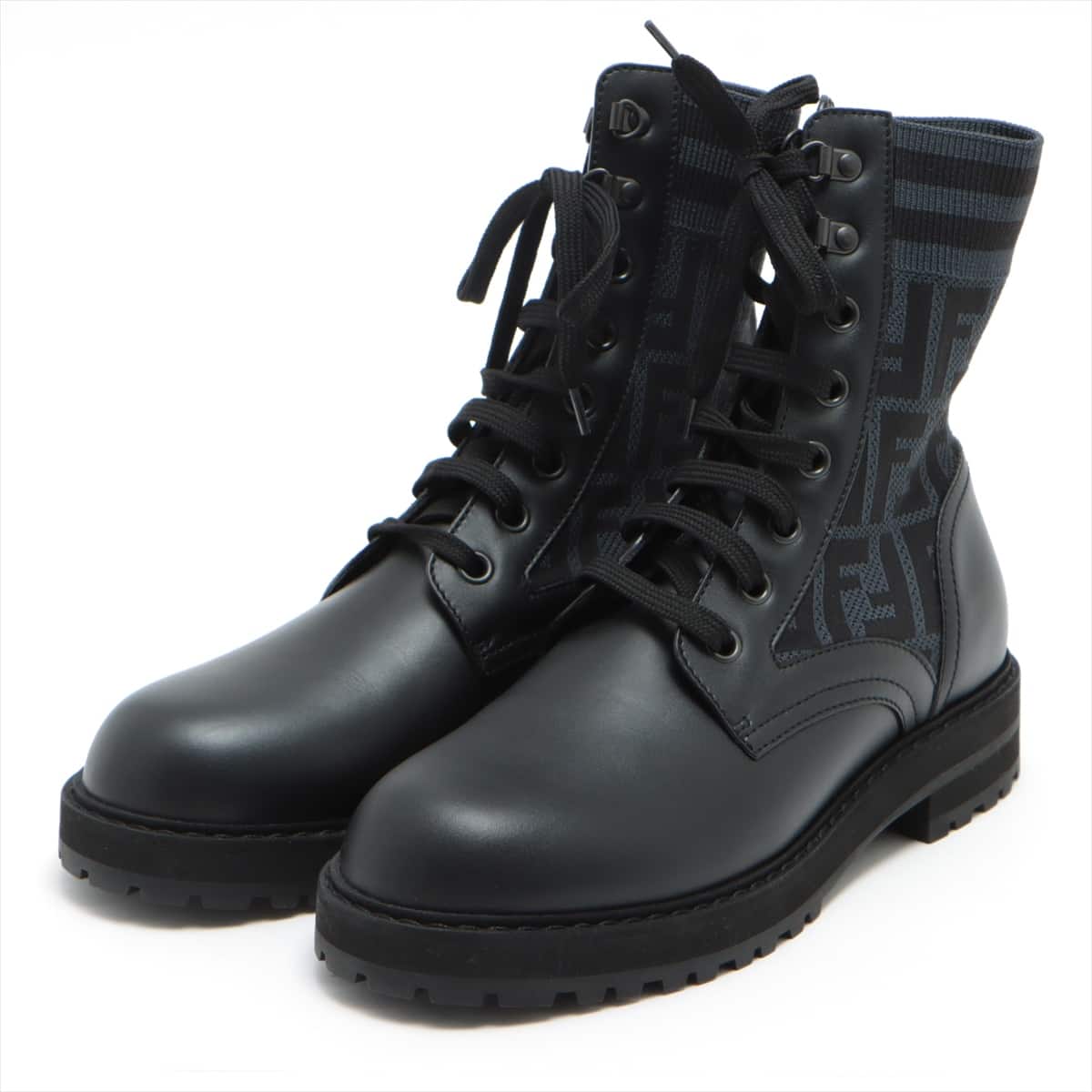 Fendi ZUCCa Mesh x leather Boots 7 Men's Blue x black